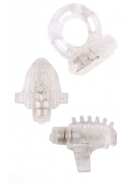 Набор из 3 прозрачных эрекционных колец с вибрацией Teasers Ring Kit - Chisa - в Находке купить с доставкой