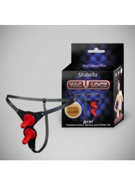 Чёрные кожаные трусики с двумя штырьками для насадок - Sitabella - купить с доставкой в Находке