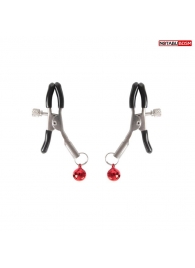 Серебристые зажимы на соски с шариками - Notabu - купить с доставкой в Находке