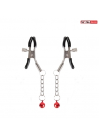 Серебристые зажимы на соски с шариками на цепочках - Notabu - купить с доставкой в Находке