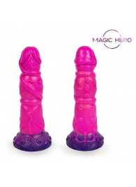 Розовый рельефный фантазийный фаллоимитатор - 20 см. - Bior toys - купить с доставкой в Находке