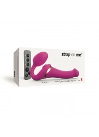 Ярко-розовый безремневой страпон Multi Orgasm Size S с клиторальной стимуляцией - Strap-on-me - купить с доставкой в Находке