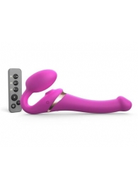 Ярко-розовый безремневой страпон Multi Orgasm Size S с клиторальной стимуляцией - Strap-on-me - купить с доставкой в Находке