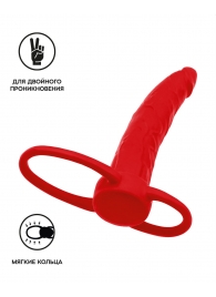 Красная насадка на пенис для двойного проникновения Black Red - 16,5 см. - ToyFa - купить с доставкой в Находке