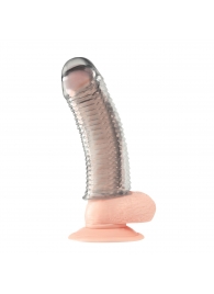 Текстурированная насадка на пенис Clear Textured Penis Enhancing Sleeve Extension - 16,5 см. - BlueLine - в Находке купить с доставкой
