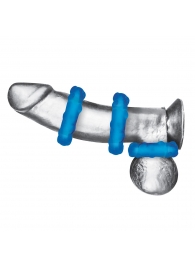 Комплект из трех голубых эрекционных колец 3-Pack Ribbed Rider Cock Ring Set - BlueLine - в Находке купить с доставкой