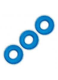 Комплект из трех голубых колец для эрекции 3-Pack Ultra-Stim Stretch Cock Rings - BlueLine - в Находке купить с доставкой