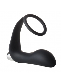 Черное эрекционное кольцо с вибропробкой Vibrating Anal Plug With Cockring - Dream Toys - в Находке купить с доставкой