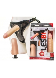 Телесный страпон Harness LESBI с вагинальной пробкой - 16,5 см. - LOVETOY (А-Полимер) - купить с доставкой в Находке