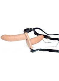 Телесный женский страпон с вагинальной пробкой Strap-On Duo - 15 см. - Orion - купить с доставкой в Находке
