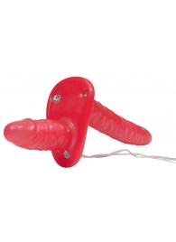 Красный женский страпон с вагинальной пробкой Bad Kitty - 18 см. - Orion - купить с доставкой в Находке