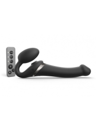 Черный безремневой страпон Multi Orgasm Size M с клиторальной стимуляцией - Strap-on-me - купить с доставкой в Находке