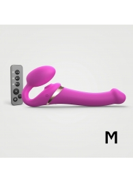 Ярко-розовый безремневой страпон Multi Orgasm Size M с клиторальной стимуляцией - Strap-on-me - купить с доставкой в Находке
