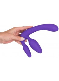 Фиолетовый безремневой страпон с двумя пробками - Orion - купить с доставкой в Находке