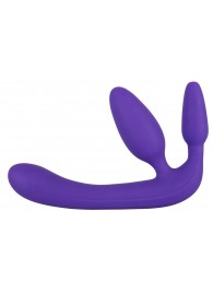 Фиолетовый безремневой страпон с двумя пробками - Orion - купить с доставкой в Находке