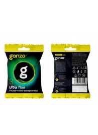 Ультратонкие презервативы Ganzo Ultra thin в мягкой упаковке - 3 шт. - Ganzo - купить с доставкой в Находке