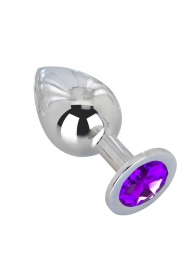 Большой плаг из стали с фиолетовым кристаллом Violet Dream - 9,5 см. - Erotic Fantasy - купить с доставкой в Находке