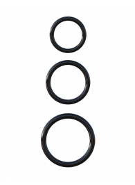 Набор из трех черных эрекционных колец Silicone 3-Ring Stamina Set - Pipedream - в Находке купить с доставкой