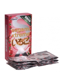 Презервативы Sagami Xtreme Strawberry c ароматом клубники - 10 шт. - Sagami - купить с доставкой в Находке