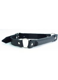 Черный кожаный кляп-трензель на кольцах - БДСМ Арсенал - купить с доставкой в Находке
