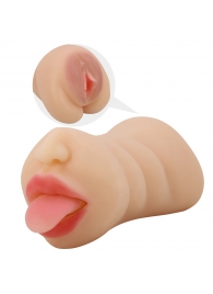 Телесный двусторонний мастурбатор Sarah - ротик и вагина - Baile - в Находке купить с доставкой