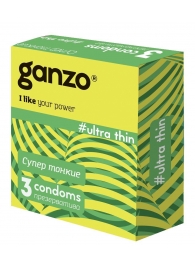 Ультратонкие презервативы Ganzo Ultra thin - 3 шт. - Ganzo - купить с доставкой в Находке