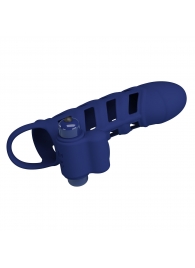 Синяя насадка на пенис Powerful Ring - 18,8 см. - Baile - в Находке купить с доставкой
