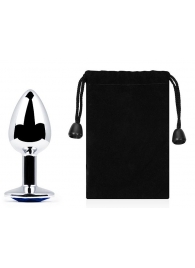 Анальное украшение BUTT PLUG  Small с синим кристаллом - 7 см. - Anal Jewelry Plug - купить с доставкой в Находке