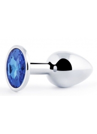 Анальное украшение BUTT PLUG  Small с синим кристаллом - 7 см. - Anal Jewelry Plug - купить с доставкой в Находке