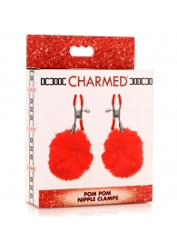 Красные зажимы на соски с помпонами Pom Pom - XR Brands - купить с доставкой в Находке