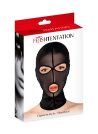 Черная сетчатая маска на голову с отверстиями для глаз и рта - Fetish Tentation - купить с доставкой в Находке