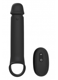 Черная насадка-удлинитель с вибрацией Vibrating Extender With Remote - Dream Toys - в Находке купить с доставкой