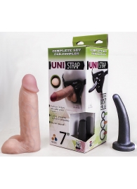 Страпон-унисекс с двумя насадками UNI strap 7  Harness - 19 и 16 см. - LOVETOY (А-Полимер) - купить с доставкой в Находке