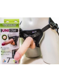 Страпон-унисекс с двумя насадками UNI strap 7  Harness - 19 и 16 см. - LOVETOY (А-Полимер) - купить с доставкой в Находке