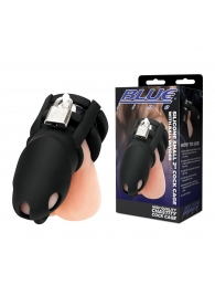 Черная клетка для пениса Silicone Small 2 in Cock Cage With Ball Divider - BlueLine - купить с доставкой в Находке