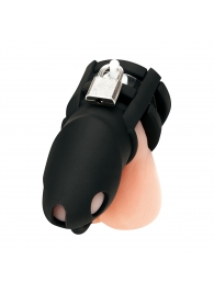 Черная клетка для пениса Silicone Small 2 in Cock Cage With Ball Divider - BlueLine - купить с доставкой в Находке