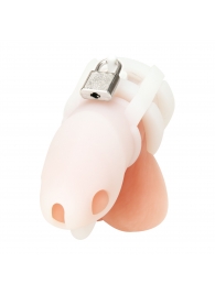Белая клетка для пениса Silicone Small 2 in Cock Cage With Ball Divider - BlueLine - купить с доставкой в Находке