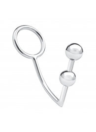 Кольцо на пенис с анальным стимулятором Two Bead Stainless Steel Anal Hook   Cock Ring - BlueLine - в Находке купить с доставкой