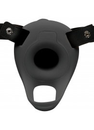 Черный полый страпон с вибрацией 2’’ Erection 28X Smooth Vibrating Silicone Penis Sheath - XR Brands - купить с доставкой в Находке