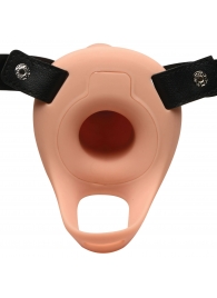 Телесный полый страпон 2  Erection 28X Smooth Vibrating Silicone Penis Sheath - 16 см. - XR Brands - купить с доставкой в Находке
