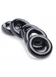 Комплект из 5 черных эрекционных колец для мошонки Ring Master Custom Ball Stretcher Kit - XR Brands - в Находке купить с доставкой