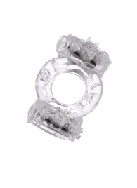 Прозрачное виброкольцо с двумя вибропульками - Toyfa Basic - в Находке купить с доставкой