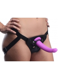 Лиловый поясной страпон Navigator Silicone G-Spot Dildo with Harness - 17,8 см. - XR Brands - купить с доставкой в Находке