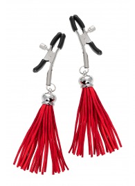 Зажимы на соски «Прищепки» с красными кисточками из замши - Pecado - купить с доставкой в Находке