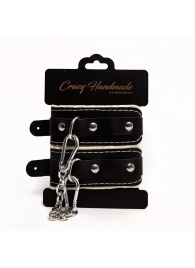 Черные скругленные наручники с мягкой бежевой подкладкой - Crazy Handmade - купить с доставкой в Находке