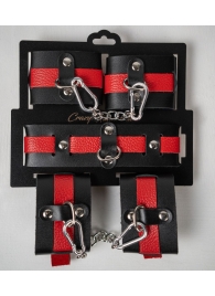 Черно-красный набор фиксаций: наручники, оковы и ошейник - Crazy Handmade - купить с доставкой в Находке