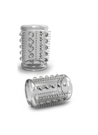 Прозрачная насадка с шипами и шишечками STAY HARD COCK SLEEVE 03 CLEAR - Blush Novelties - в Находке купить с доставкой