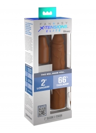 Коричневая насадка на член 2  Silicone X-tension - 20,3 см. - Pipedream - в Находке купить с доставкой