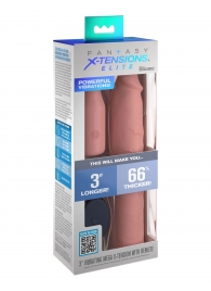 Телесная вибронасадка на член 3  Vibrating Mega X-tension with Remote - 22,9 см. - Pipedream - в Находке купить с доставкой