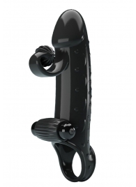 Черная вибронасадка на пенис с подхватом мошонки - 20 см. - Baile - в Находке купить с доставкой